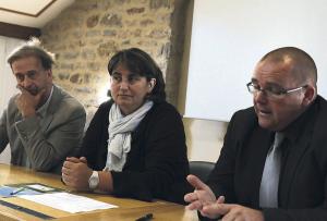 De gauche à droite, Jean-Bernard André, vice-président de lEPL ; Sohie Pantel, présidente et Olivier Lorette, directeur.